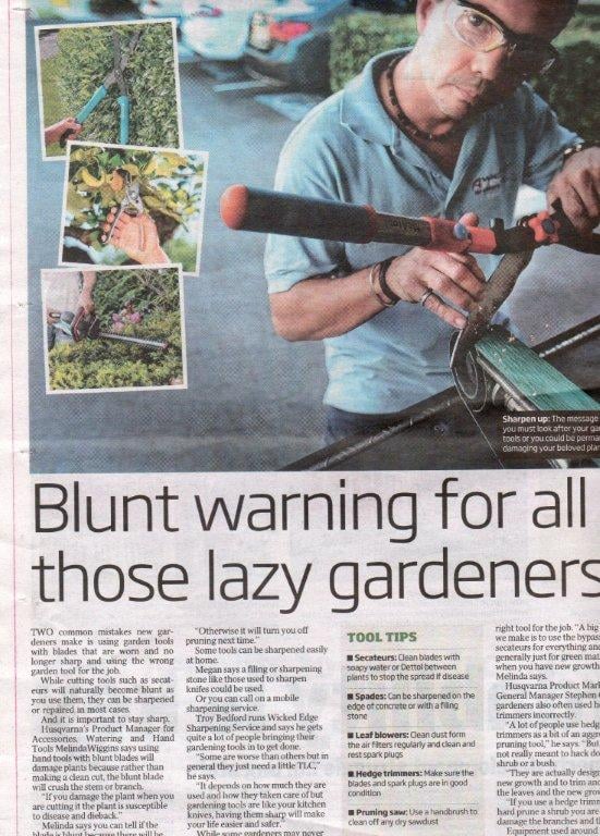 newspaper article titled blunt warning for all those lazy gardeners